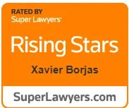 Rising Stars badge: Xavier Borjas, rated by Super Lawyers; SuperLawyers.com